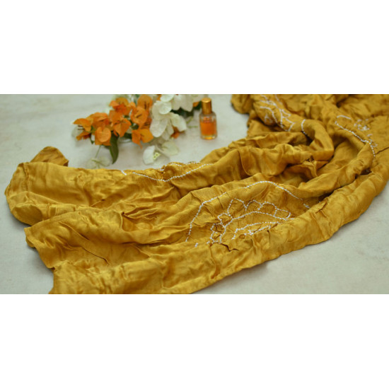 Twinkle Drops ♦ Gajji Silk . Natural Color Bandhani Stole ♦ 15