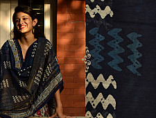 Indigo grounds ~ Batic Indigo * Chanderi Dupatta * 10 *