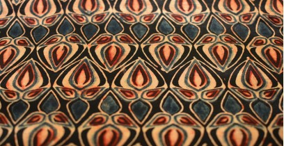 Ajrakh Natural Color Mashru Fabric ~ 11 { Per meter }