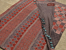 उत्सव  ◈ Mul Cotton . Ajrakh saree ◈ 16