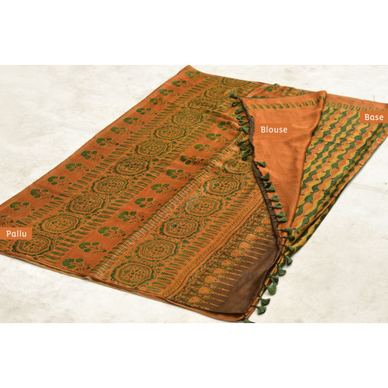 परवा ❋ Gajji Silk . Ajrakh Saree { a }