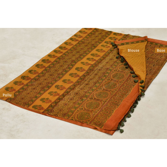 परवा ❋ Gajji Silk . Ajrakh Saree { b }