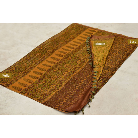 परवा ❋ Gajji Silk . Ajrakh Saree { f }