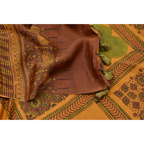 परवा ❋ Gajji Silk . Ajrakh Saree { w }