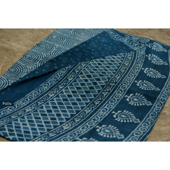 Satviki ✻ Indigo Dabu ✻ Cotton Saree -- 12