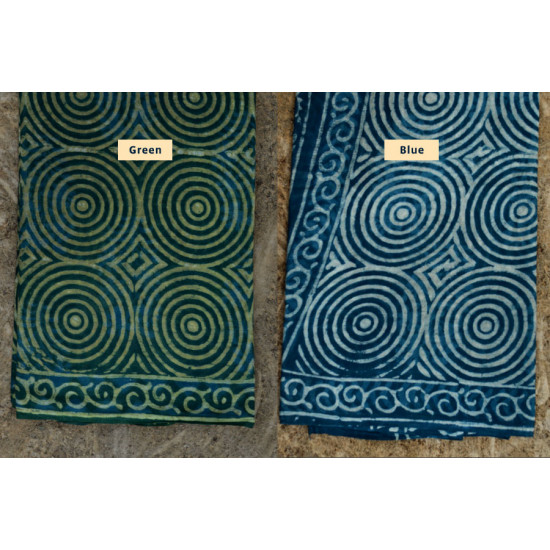 Satviki ✻ Indigo Dabu ✻ Cotton Saree -- 12