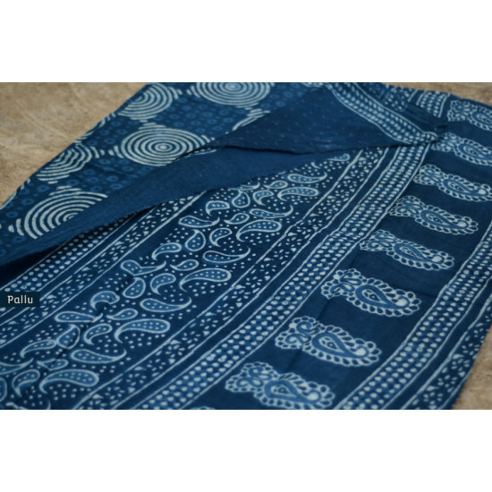 Satviki ✻ Indigo Dabu ✻ Cotton Saree -- 14