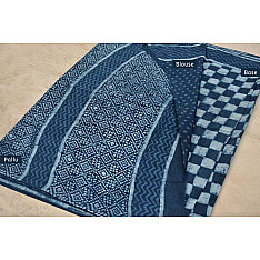 Sunday Afternoon ☕ Hand Printed ☕ Indigo Cotton Saree - 1