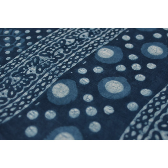 Sunday Afternoon ☕ Hand Printed ☕ Indigo Cotton Saree - 9