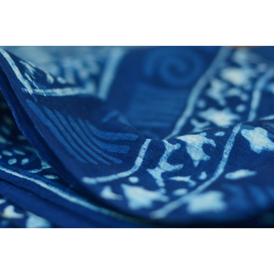 Syaama ~ Indigo Dabu printed . Cotton Saree ~ 1