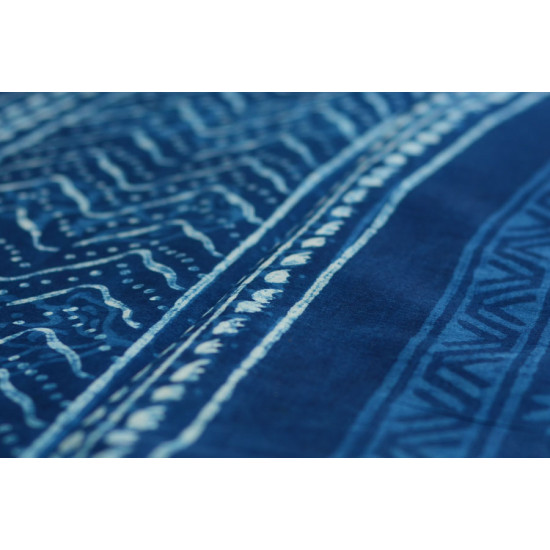 Syaama ~ Indigo Dabu printed . Cotton Saree ~ 10