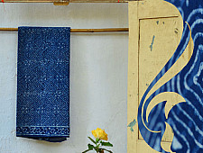 Syaama ~ Indigo Dabu printed . Cotton Saree ~ 4