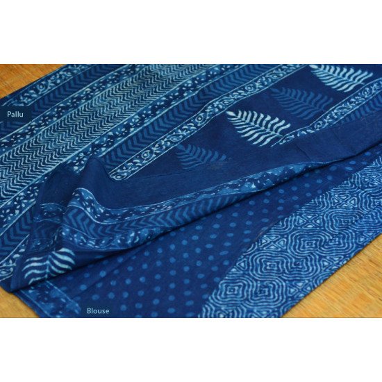 Syaama ~ Indigo Dabu printed . Cotton Saree ~ 4