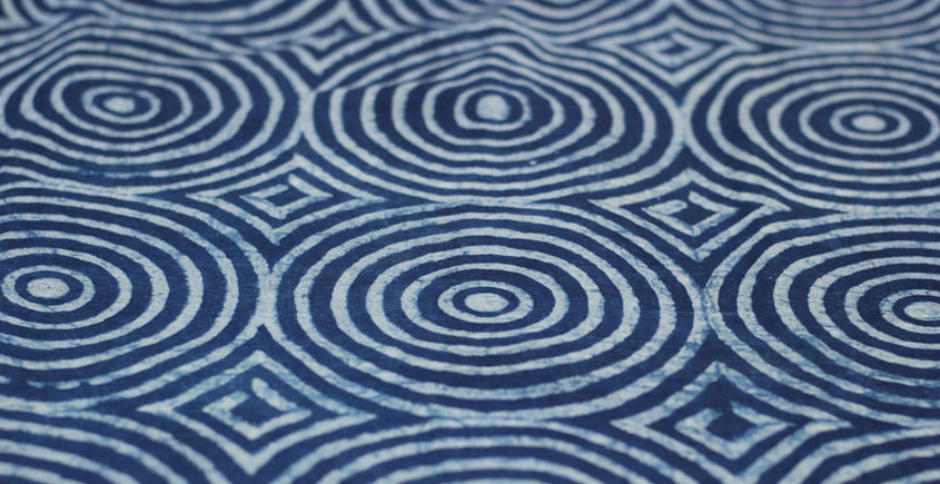 Indigo Dabu Print fabric ~ 9 (per meter)