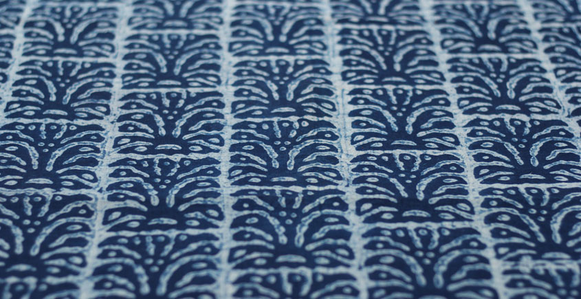 Indigo Dabu Print fabric ~ 14 (per meter)