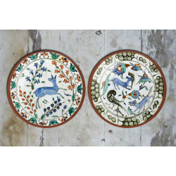 सजावट ❦ Hand Painted 'Turkish Forest' Wall Plates ❦ 22 { set of 2 }