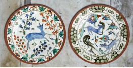 सजावट ❦ Hand Painted 'Turkish Forest' Wall Plates ❦ 22 { set of 2 }