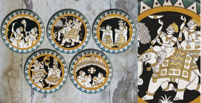 सजावट ❦ Hand painted 'Mela' Wall Plates ❦ 24 { set of 5 }