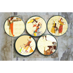 सजावट ❦ Hand painted 'Myths' Wall Plates ❦ 27 { set of 5 }