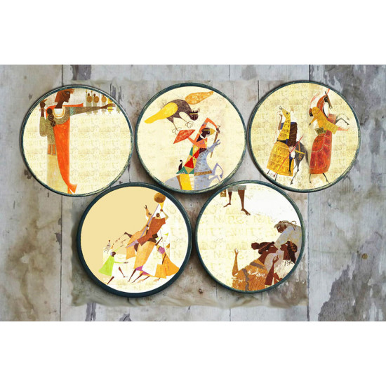 सजावट ❦ Hand painted Myths Wall Plates ❦ 27 { set of 5 }