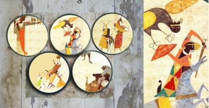 सजावट ❦ Hand painted 'Myths' Wall Plates ❦ 27 { set of 5 }