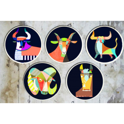 सजावट ❦ Hand Painted 'Nomad' Wall Plates ❦ 26 { set of 5 }