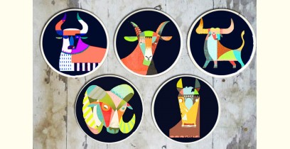 सजावट ❦ Hand Painted 'Nomad' Wall Plates ❦ 26 { set of 5 }