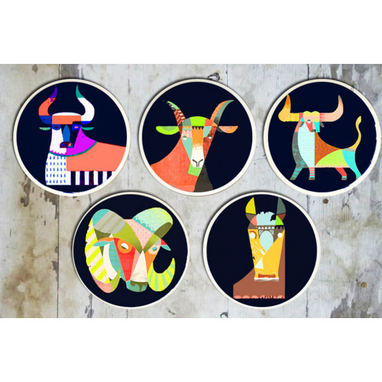 सजावट ❦ Hand Painted Nomad Wall Plates ❦ 26 { set of 5 }