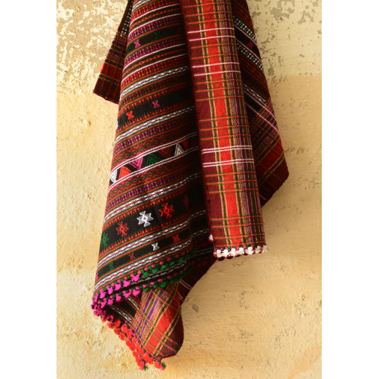 Handwoven woollen Shawl (Black), Kutch