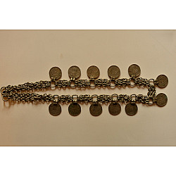 Kanupriya ~ White Metal Vintage Coin & Chain Necklace { 1 }