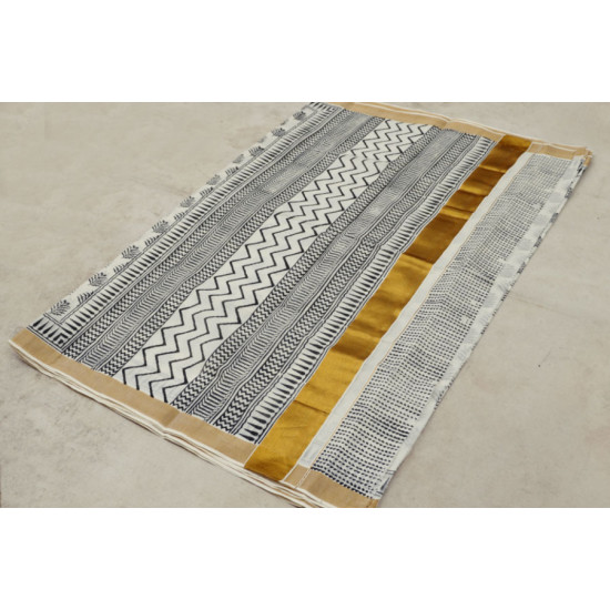 स्याह ❖ Block Printed . South Cotton Saree ❖ 8