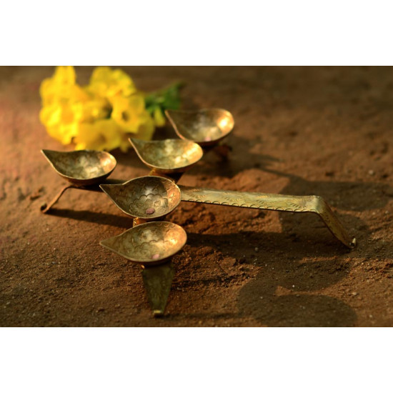 buy five diya - pure brass