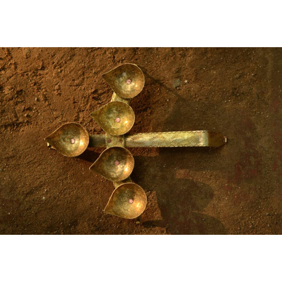 buy five diya - pure brass