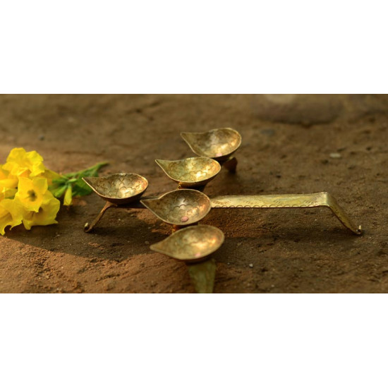 buy five diya - pure brass