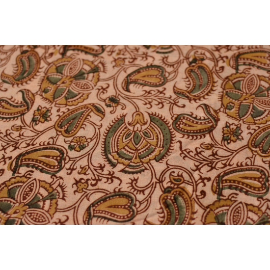 बेला ✤ Kalamkari Motif . Block Printed . Cotton Saree ✤ B