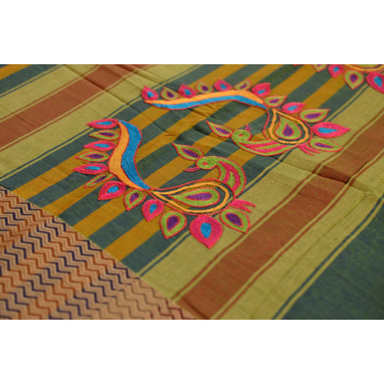 संजोग ⚵ Narayanpet Cotton Saree + Kutch Embroidery ⚵ 4