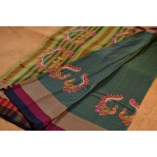 संजोग ⚵ Narayanpet Cotton Saree + Kutch Embroidery ⚵ 4