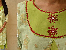 Block Print With Embroidery Kurta ♠ 4