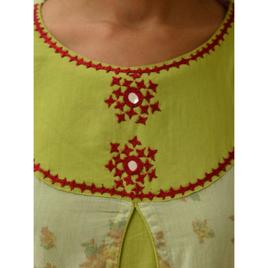 Block Print With Embroidery Kurta ♠ 4