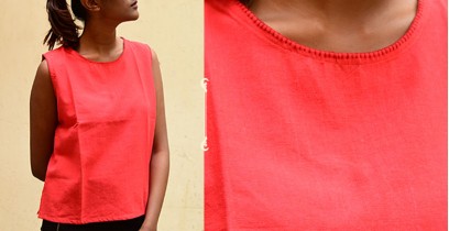 Chhabili . छबीली | Handwoven Cotton Top ♠ Pure Red Color