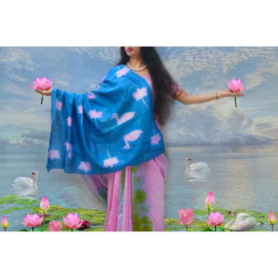 रंग महल ☙ Clamp dyed chanderi silk saree { झील } ☙ 9