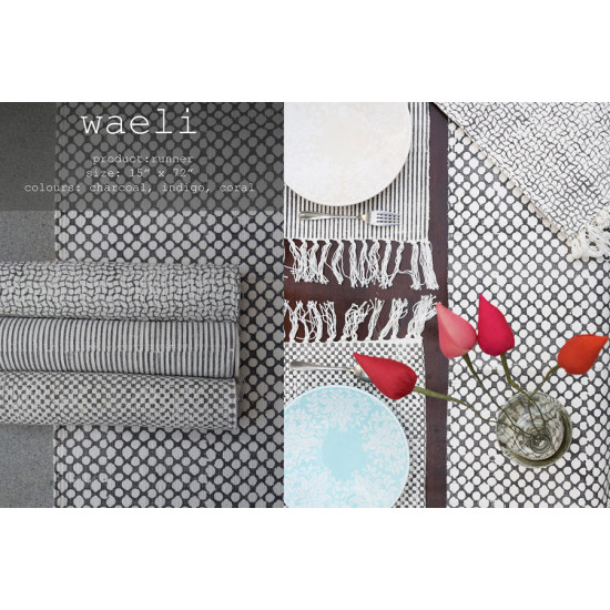 Pomegranate ◐ Cotton Table Mats & Runner { Set- 6 Mats & 1 Runner } ◐ 18