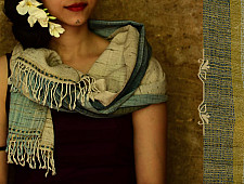 Urvashi ~  Handwoven stole { Tussar Silk + Wool } O