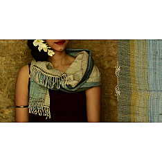 Urvashi ~  Handwoven stole { Tussar Silk + Wool } O