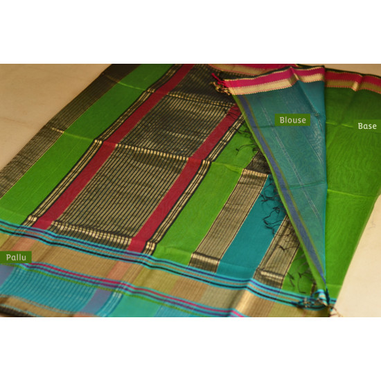 shop maheshwari silk saree - green 