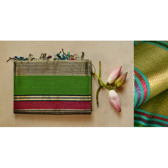 shop maheshwari silk saree - green 