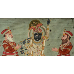 Pichwai Painting ~ Shri Krishna with Indra  ( 41 X 56 inch )