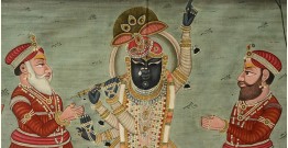 Pichwai Painting ~ Shri Krishna with Indra  ( 41 X 56 inch )
