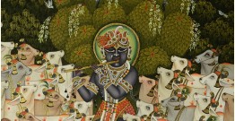 Pichwai Painting ~ Sri Krishna with Cow  ( 33 X 43 inch )