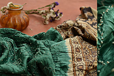 Flavors of fusion ★ Ajrakh & Bandhani ★ Gajji Silk Dupatta . H